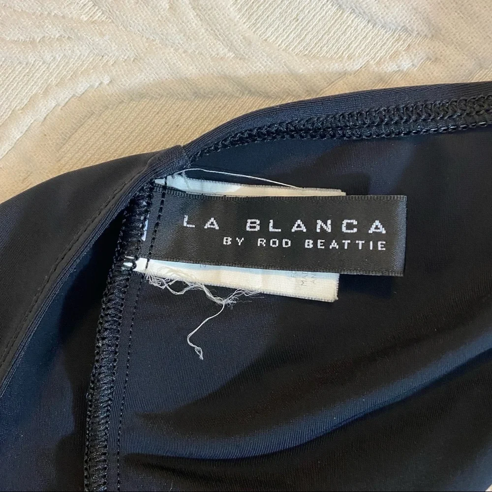 La Blanca Bikini Bottom underwear Woman’s bikini bottoms black belted size 8 - Picture 6 of 7